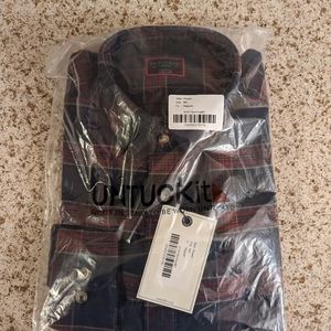 Untuckit Men's Navy Flannel Rosato Size Medium Regular Fit